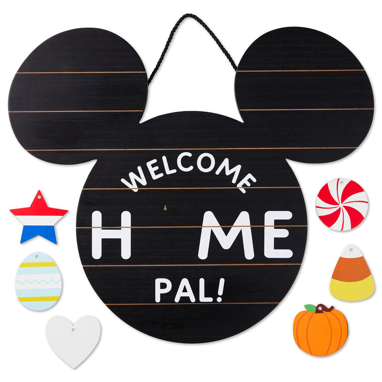 hallmark Disney Mickey Mouse Ears Welcome Sign With Seasonal Decorations