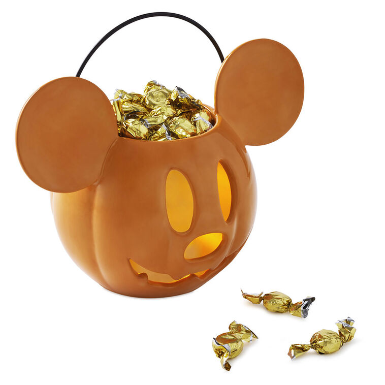 Hallmark Disney Mickey Mouse Jack-o'-Lantern Candy Bowl With Light