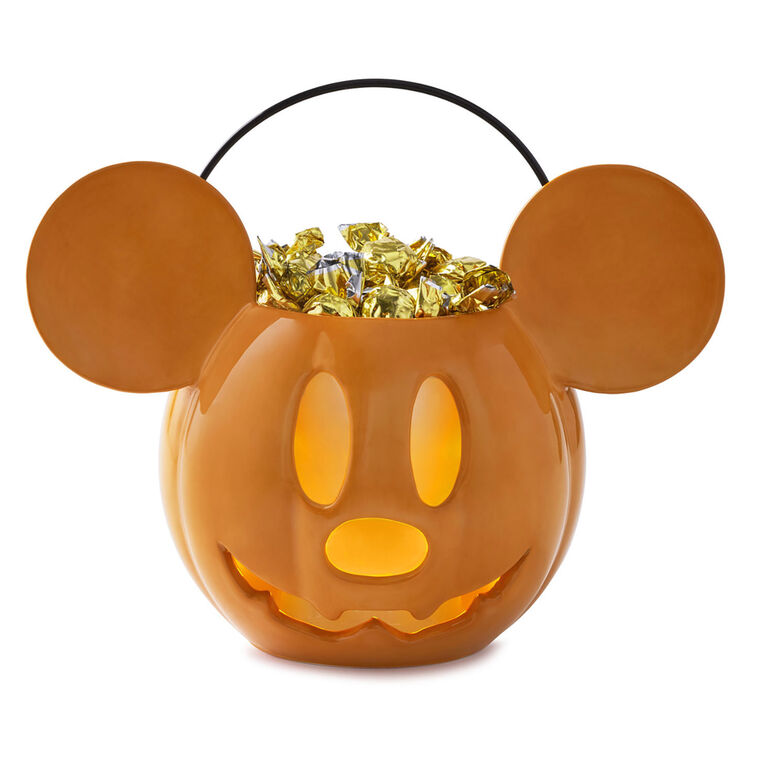 hallmark Disney Mickey Mouse Jack-o'-Lantern Candy Bowl With Light