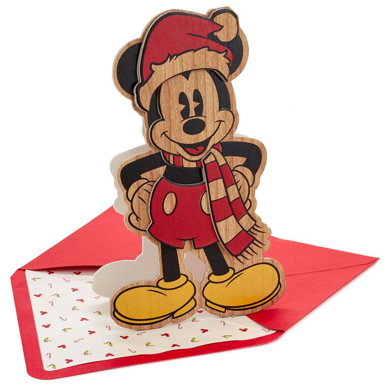 hallmark Disney Mickey Mouse Magic of the Season Wooden Christmas Card