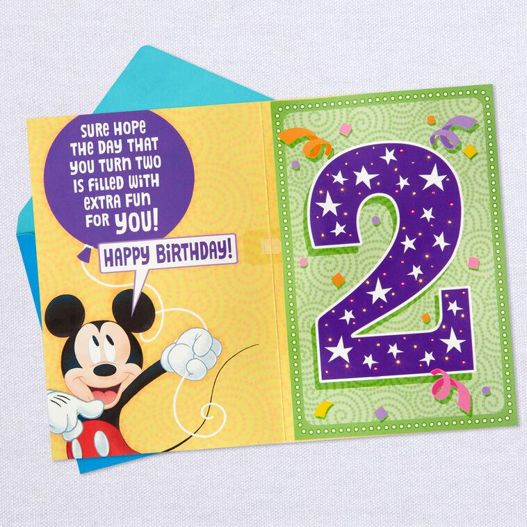 Hallmark Disney Mickey Mouse Musical 2nd Birthday Card With Light