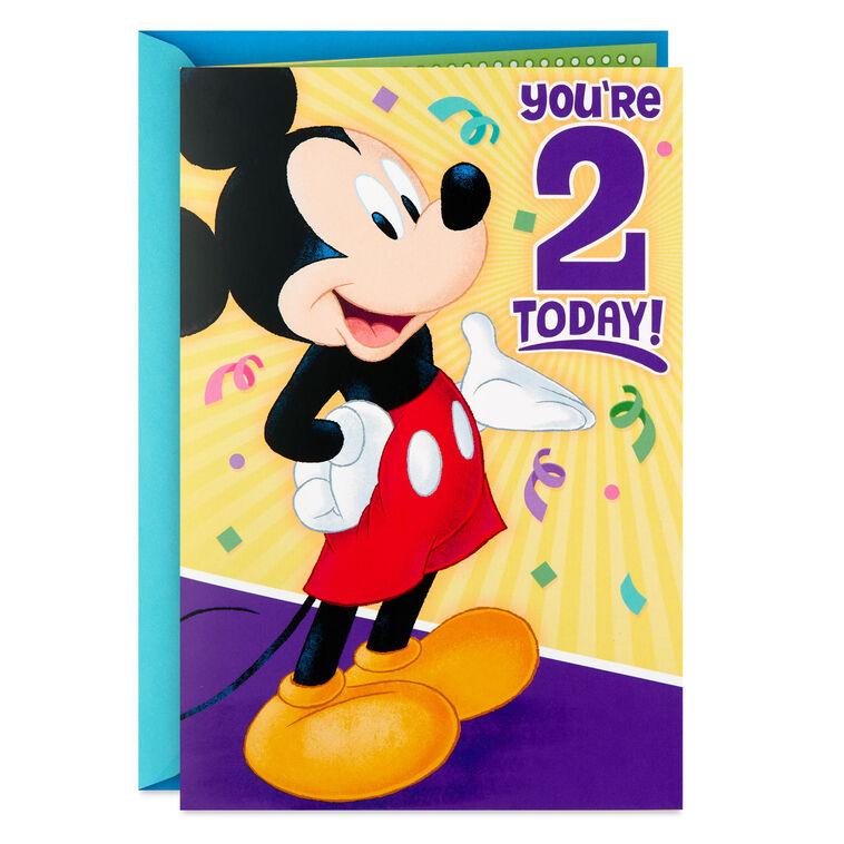 hallmark Disney Mickey Mouse Musical 2nd Birthday Card With Light