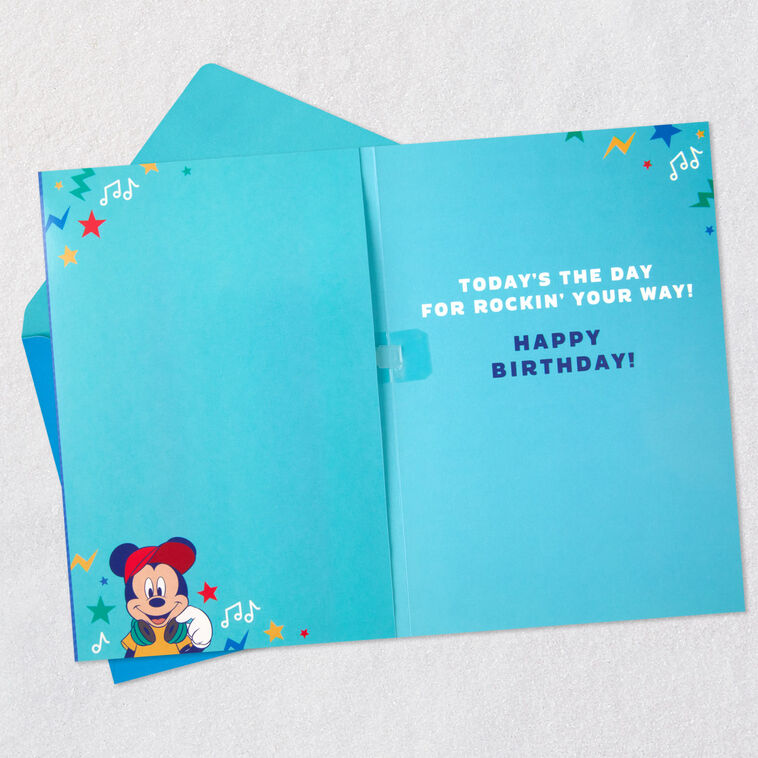 Hallmark Disney Mickey Mouse Rockin' Your Way Musical 5th Birthday Card