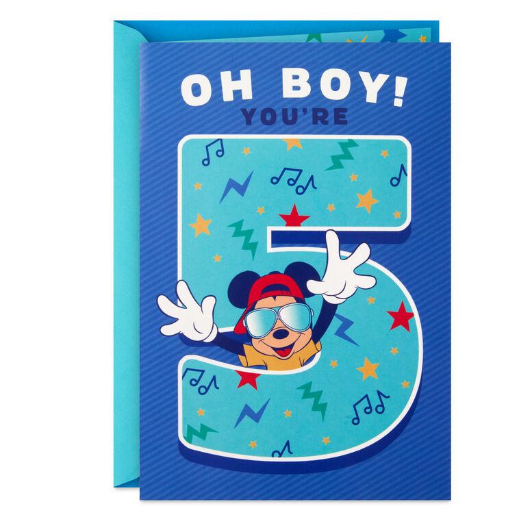hallmark Disney Mickey Mouse Rockin' Your Way Musical 5th Birthday Card
