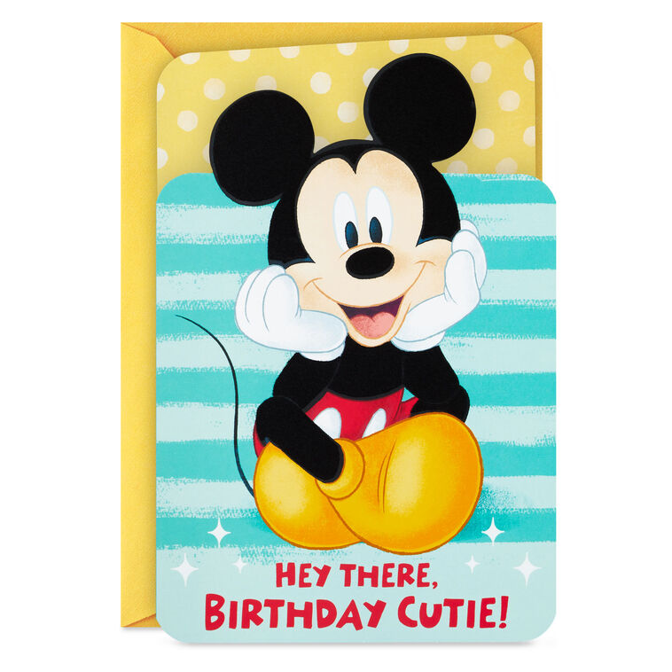 hallmark Disney Mickey Mouse Smiling From Ear to Ear Birthday Card