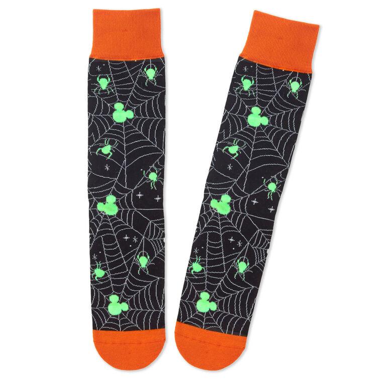 hallmark Disney Mickey Mouse Spiderweb Glow-in-the-Dark Crew Socks