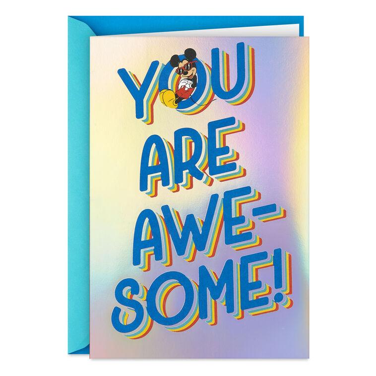 hallmark Disney Mickey Mouse You're Awesome Birthday Card for Kids With Stickers