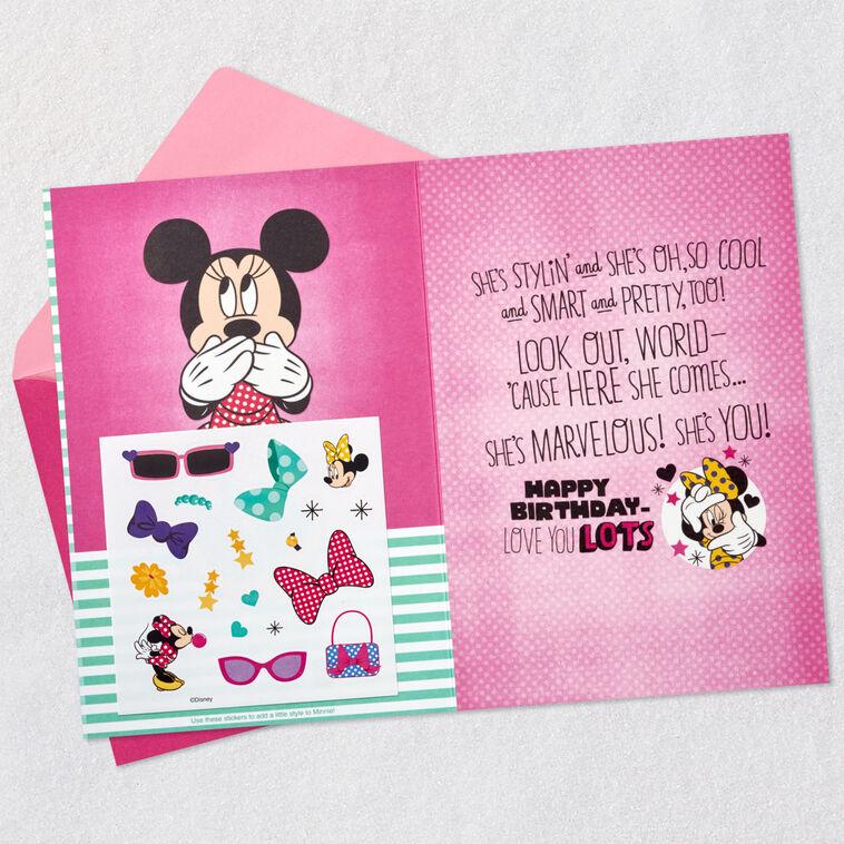 Hallmark Disney Minnie Mouse Birthday Card For Granddaughter With Stickers