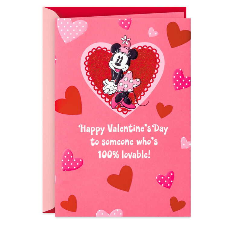 hallmark Disney Minnie Mouse Loved and Lovable Valentine's Day Card