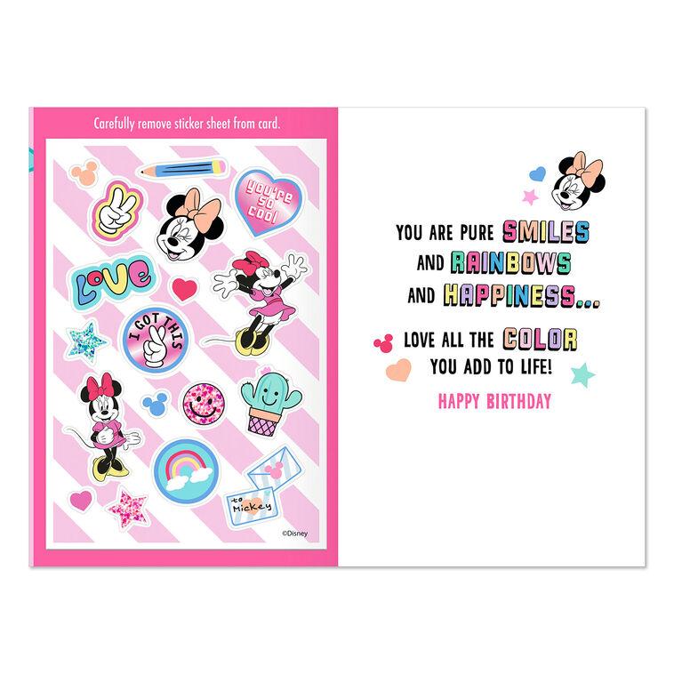 Hallmark Disney Minnie Mouse Smiles And Rainbows 7th Birthday Card With Stickers