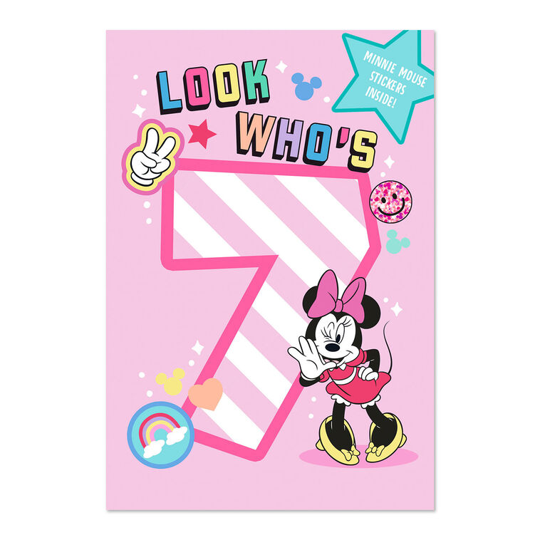 hallmark Disney Minnie Mouse Smiles and Rainbows 7th Birthday Card With Stickers