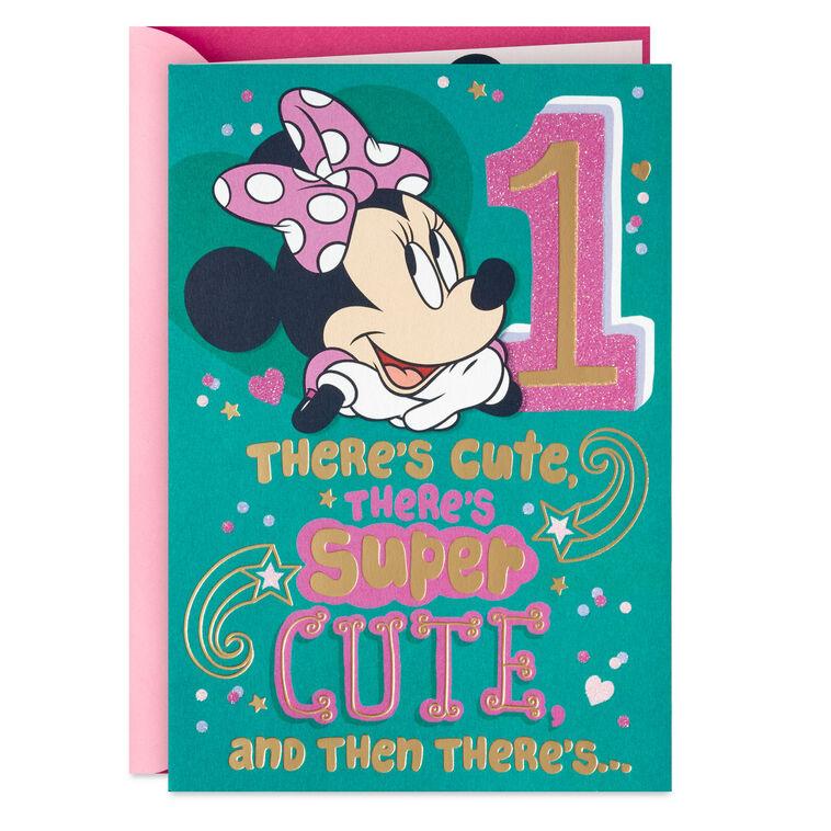 hallmark Disney Minnie Mouse Super Cute First Birthday Card