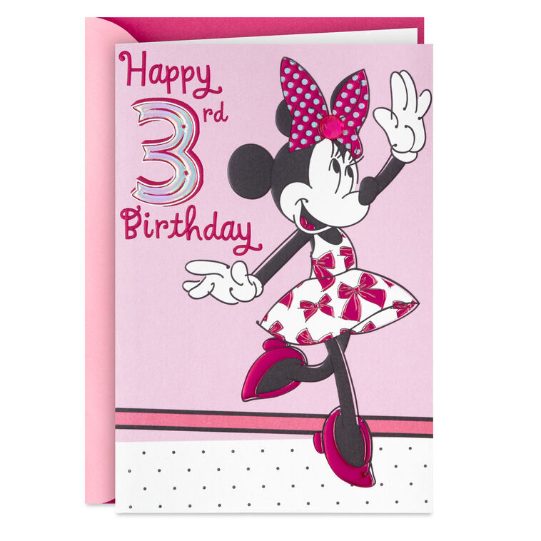 hallmark Disney Minnie Mouse Sweet Fun 3rd Birthday Card