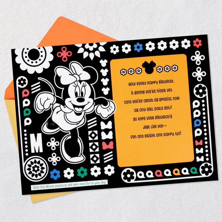 Hallmark Disney Minnie Mouse You're A Special Girl 6th Birthday Coloring Card