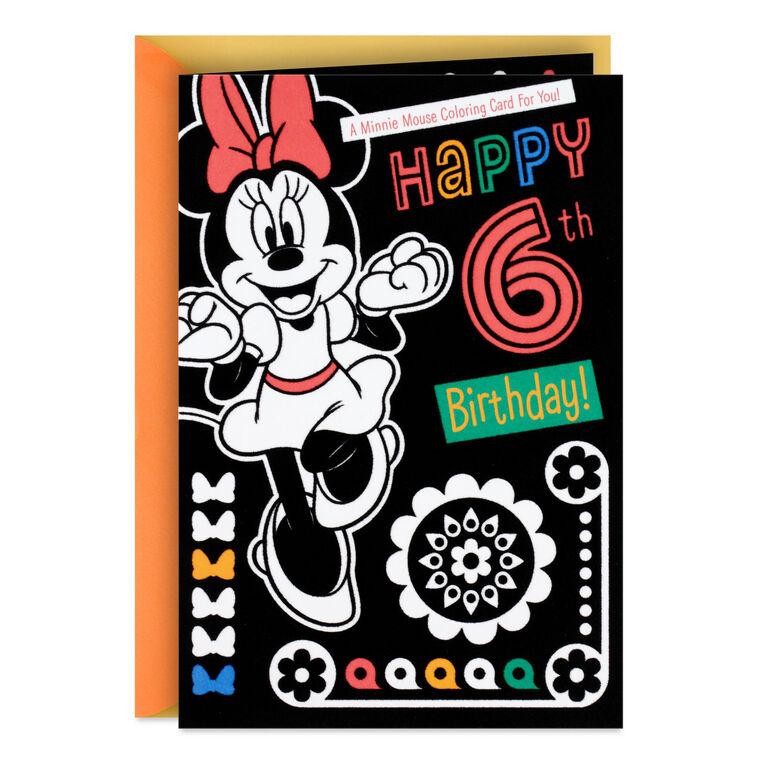 hallmark Disney Minnie Mouse You're a Special Girl 6th Birthday Coloring Card