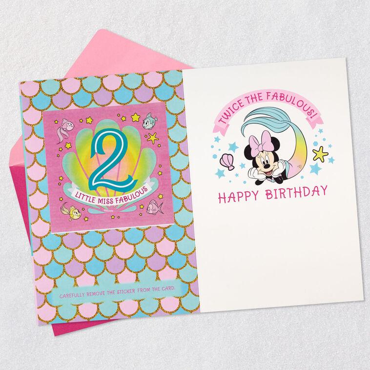 Hallmark Disney Minnie Mouse You're Twice The Fun 2nd Birthday Card With Sticker
