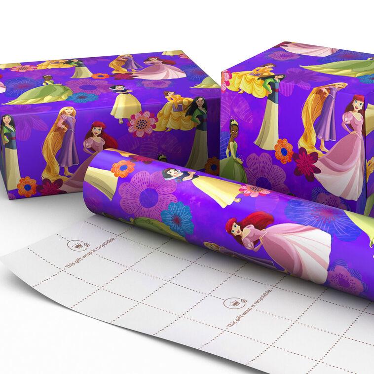 Hallmark Disney Princess Bold Purple Floral Wrapping Paper Roll 17.5 Sq. Ft