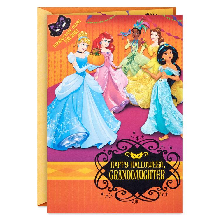 hallmark Disney Princess Dress Up Halloween Card for Granddaughter With Mask