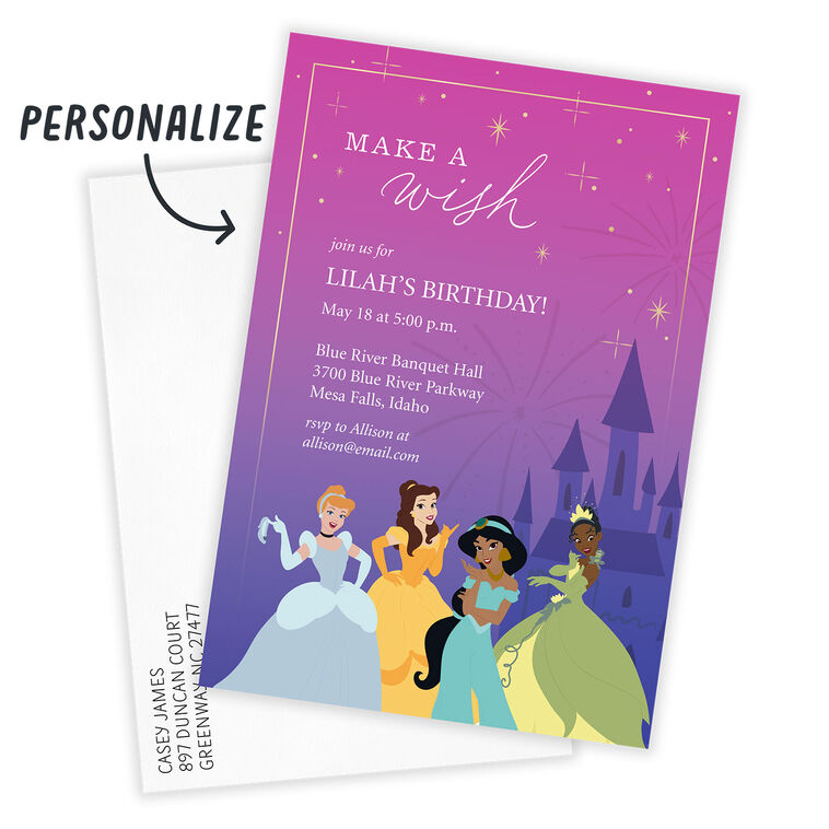 Hallmark Disney Princess Make A Wish Flat Birthday Invitation