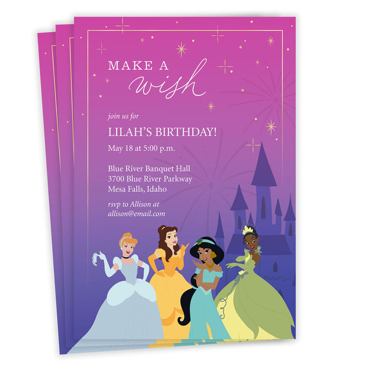 hallmark Disney Princess Make a Wish Flat Birthday Invitation