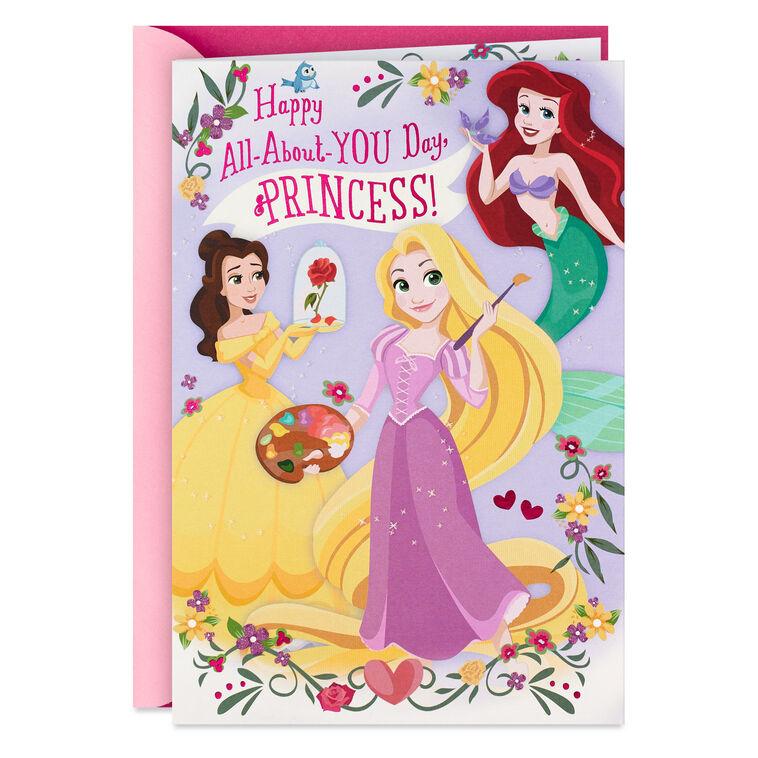 hallmark Disney Princesses All-About-You-Day Birthday Card with Door Hanger