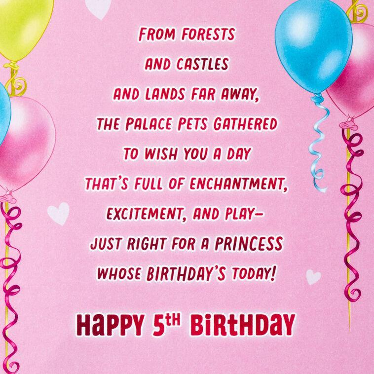 Hallmark Disney Princesses Palace Pets 5th Birthday Card With Stickers For Her