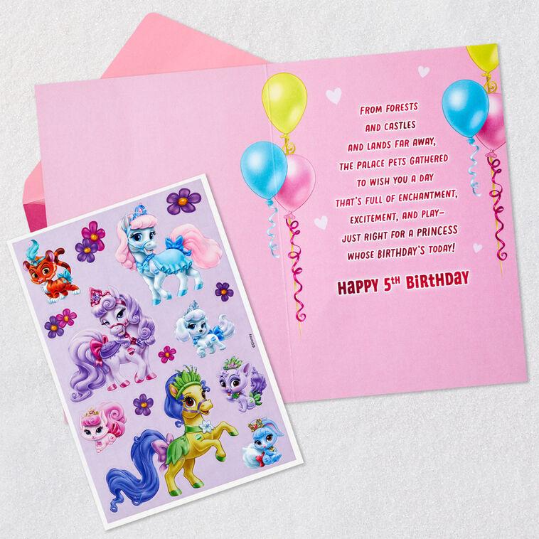 Hallmark Disney Princesses Palace Pets 5th Birthday Card With Stickers For Her