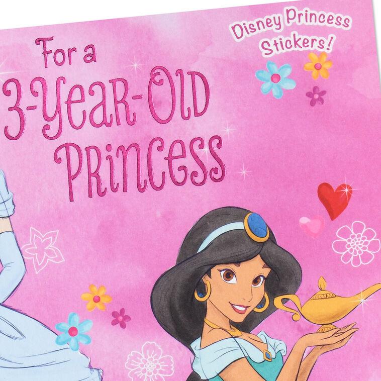 Hallmark Disney Princesses Royal Hugs And Kisses 3rd Birthday Card For Girls With Stickers