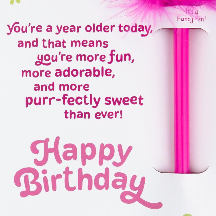 Hallmark Disney The Aristocats Marie Purr-fectly Sweet Birthday Card With Feather-Topped Pen