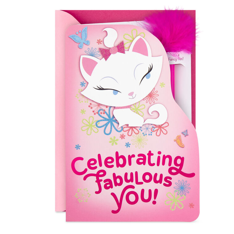 hallmark Disney The Aristocats Marie Purr-fectly Sweet Birthday Card with Feather-Topped Pen