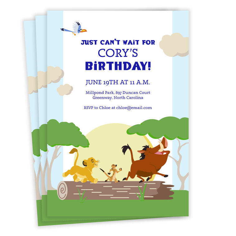 hallmark Disney The Lion King Just Can’t Wait Birthday Invitation