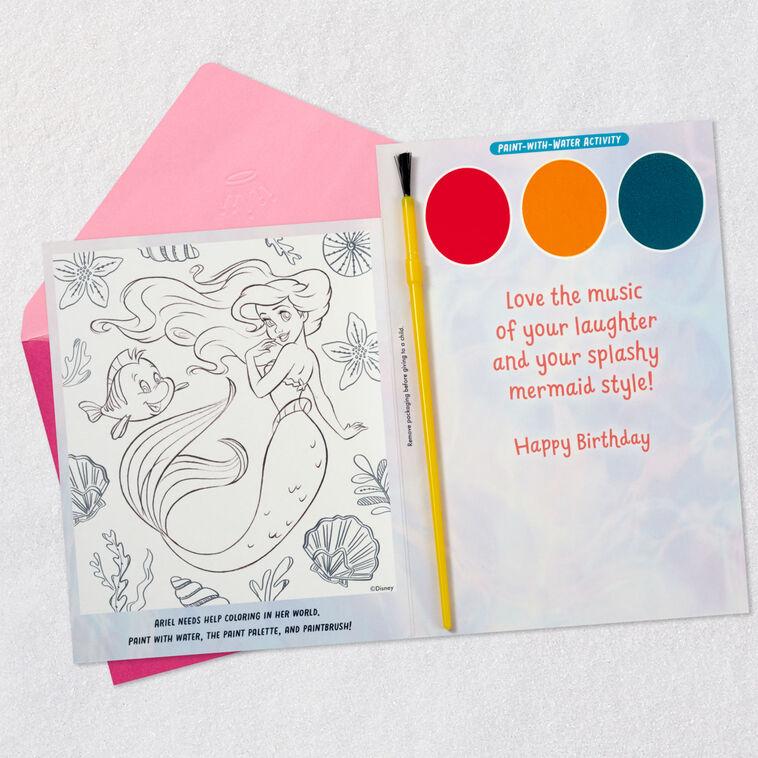 Hallmark Disney The Little Mermaid Ariel Splashy Fun Birthday Card For Niece With Paint-With-Water Activity