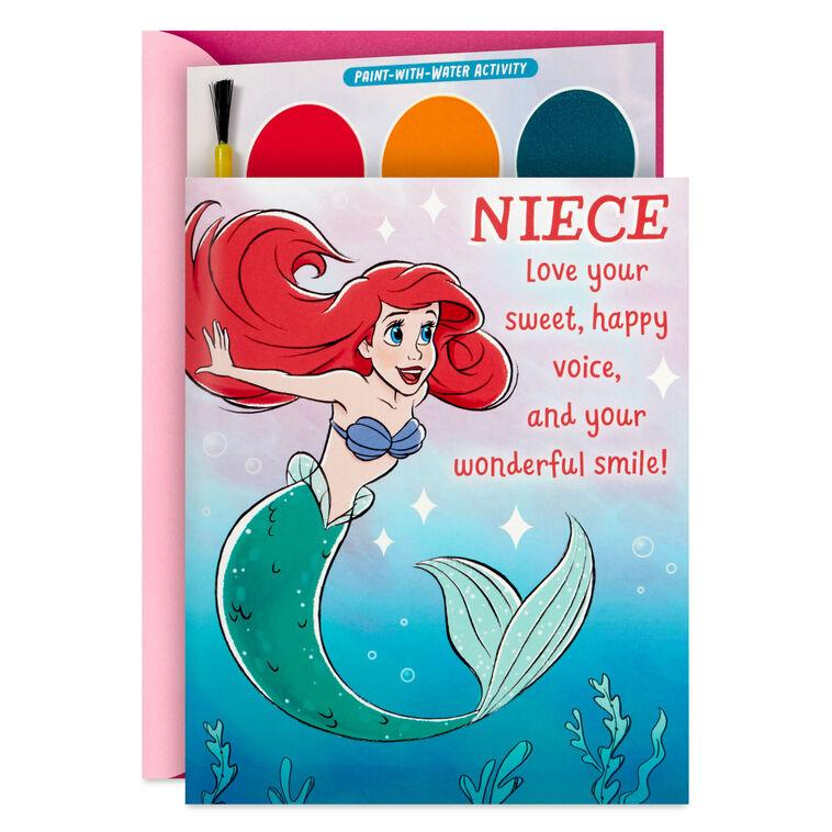 hallmark Disney The Little Mermaid Ariel Splashy Fun Birthday Card for Niece With Paint-With-Water Activity