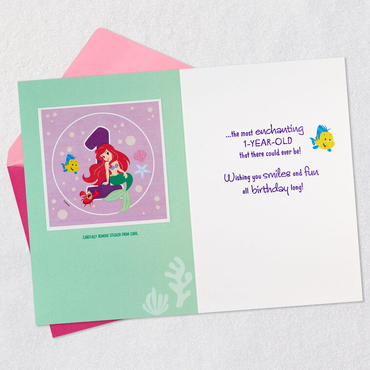 Hallmark Disney The Little Mermaid First Birthday Card For Girl With Sticker