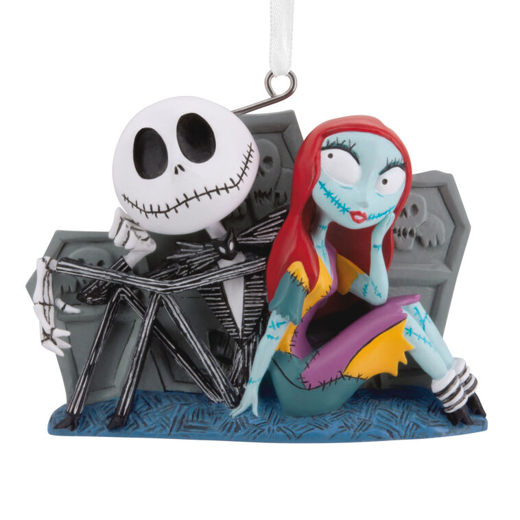 hallmark Disney Tim Burton's The Nightmare Before Christmas Jack and Sally With Tombstones Hallmark Ornament