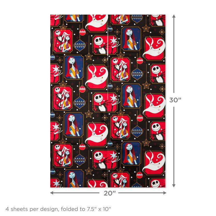 Hallmark Disney Tim Burton's The Nightmare Before Christmas Assorted Flat Wrapping Paper 12 Sheets