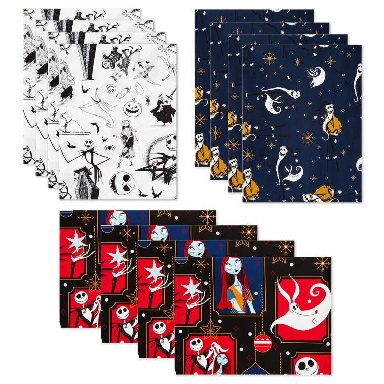 hallmark Disney Tim Burton's The Nightmare Before Christmas Assorted Flat Wrapping Paper 12 sheets