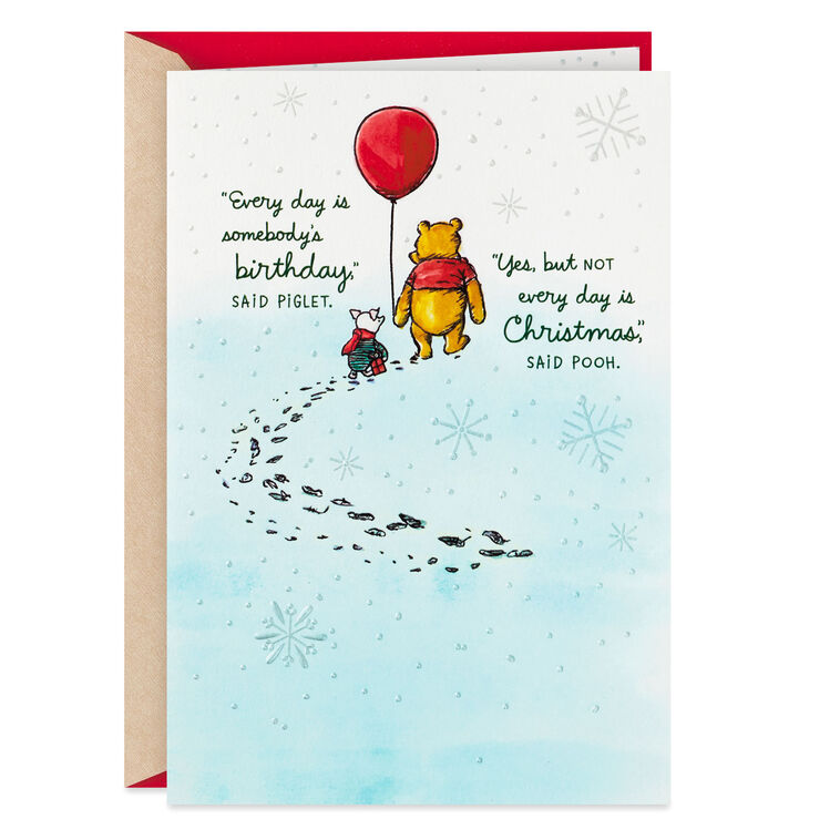 hallmark Disney Winnie the Pooh and Piglet Christmas Birthday Card