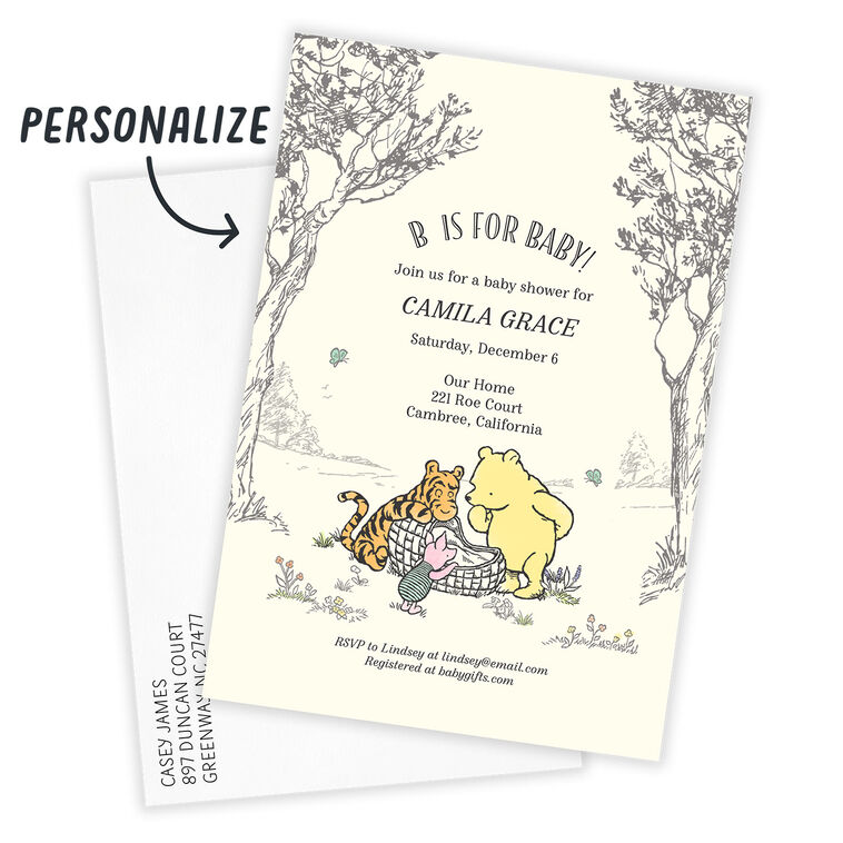 Hallmark Disney Winnie The Pooh B Is For Baby Flat Baby Shower Invitation