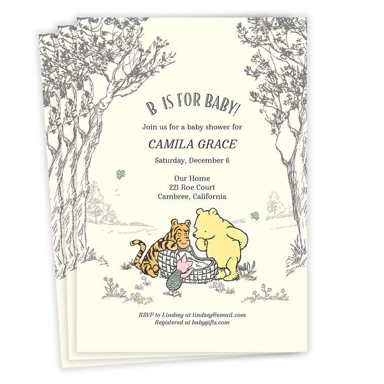 hallmark Disney Winnie the Pooh B Is for Baby Flat Baby Shower Invitation