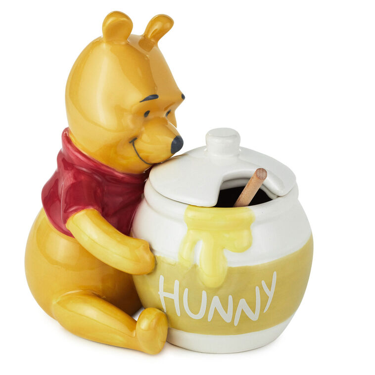 hallmark Disney Winnie the Pooh Ceramic Honey Pot With Serving Wand Set of 2