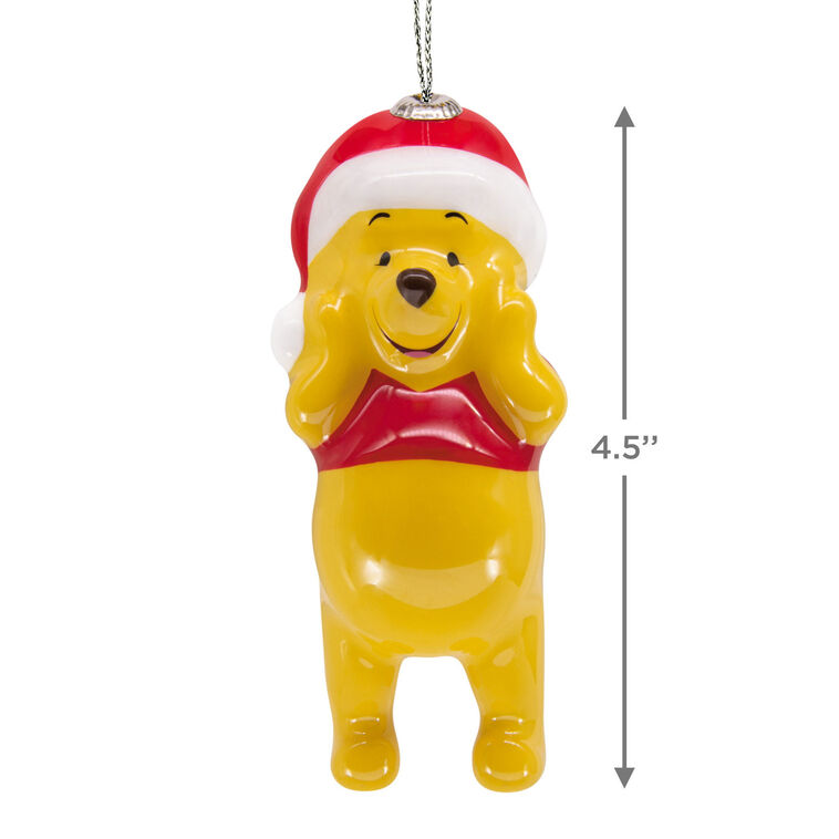 Hallmark Disney Winnie The Pooh In Santa Hat Shatterproof Hallmark Ornament