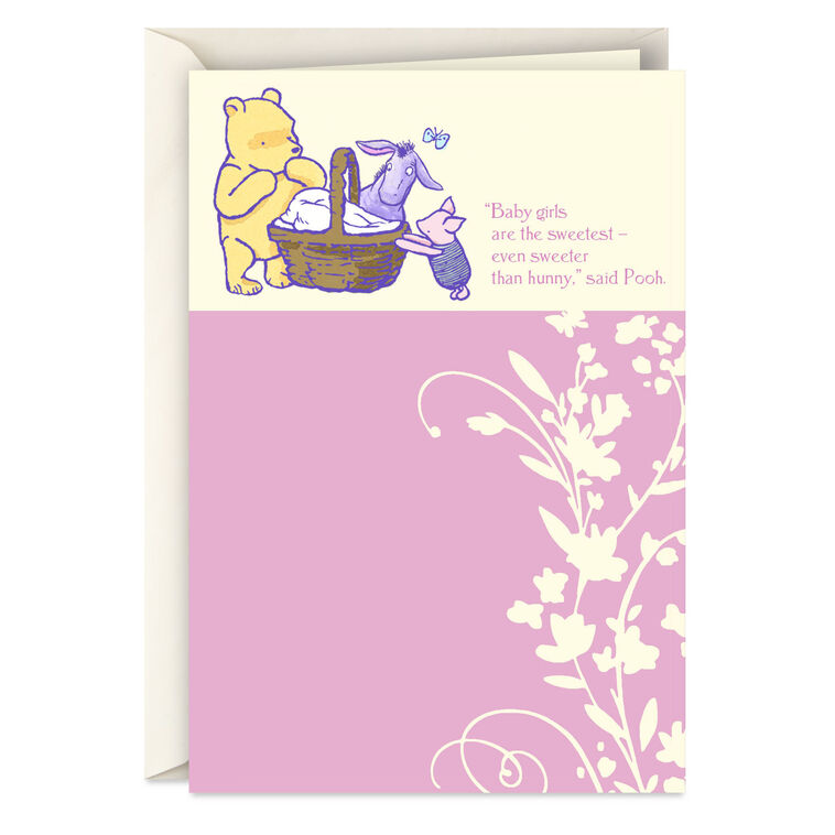 hallmark Disney Winnie the Pooh Piglet and Eeyore New Baby Girl Card