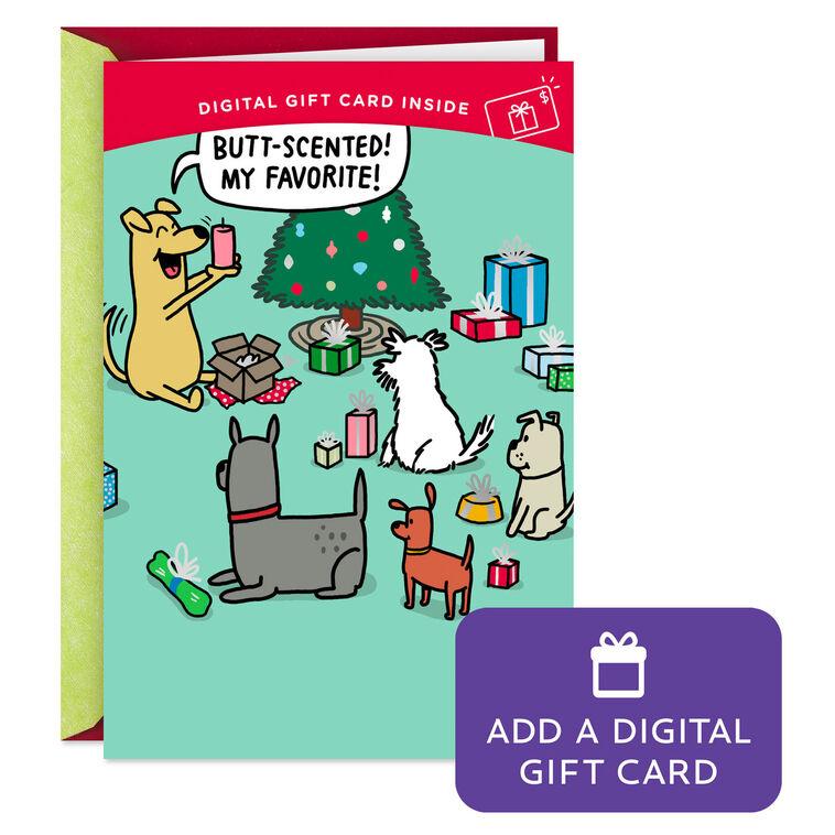 hallmark Dog Opening Presents Gift Card Greeting Funny Christmas Card