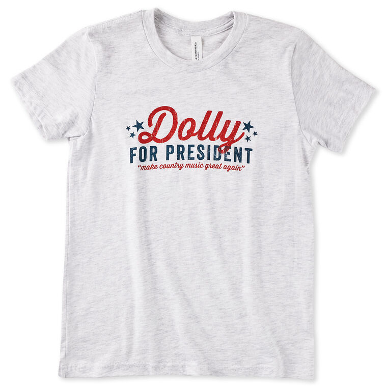 hallmark Dolly for President Heathered White Kids' T-Shirt