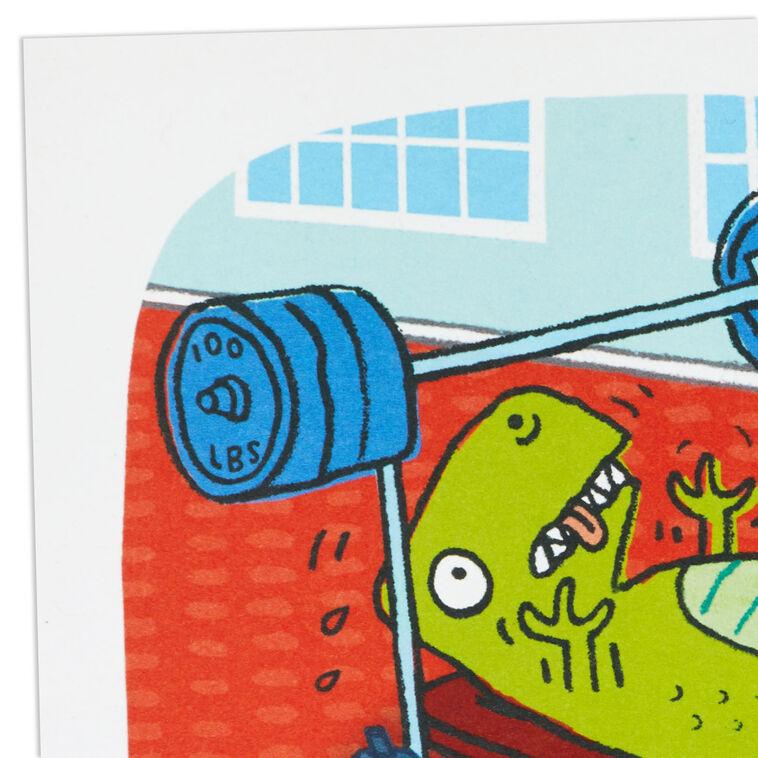 Hallmark Don't Lift A Finger Dinosaur At Gym Funny Birthday Card