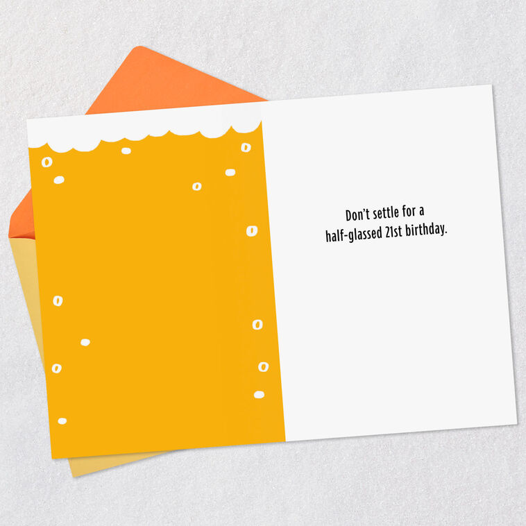 Hallmark Don't Settle For Half-Glassed Funny 21st Birthday Card