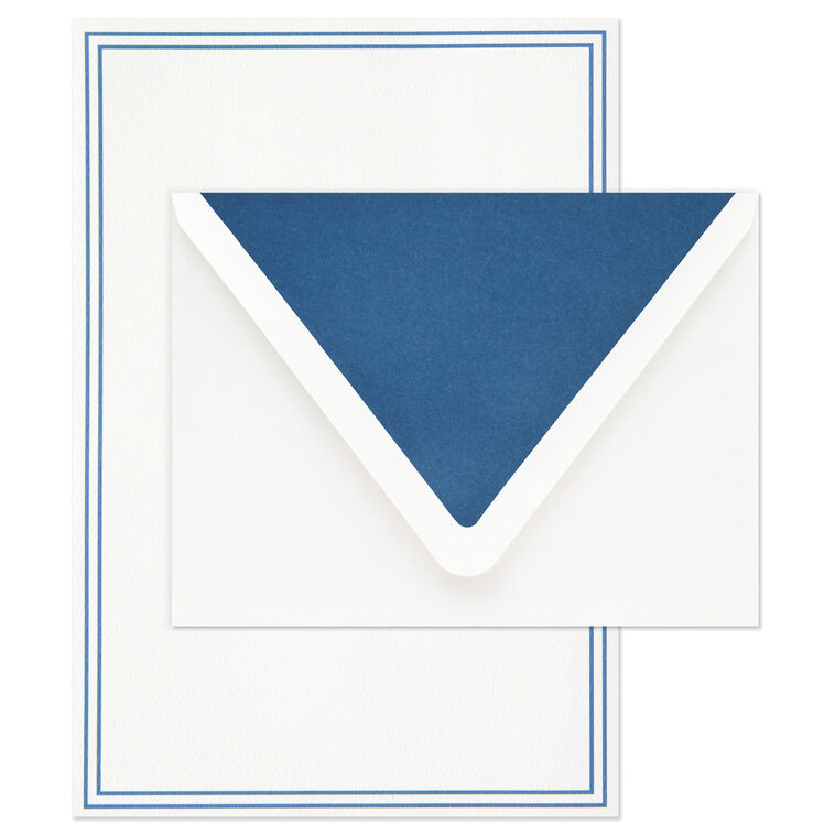 Hallmark Double Blue Border Stationery Set Box Of 20