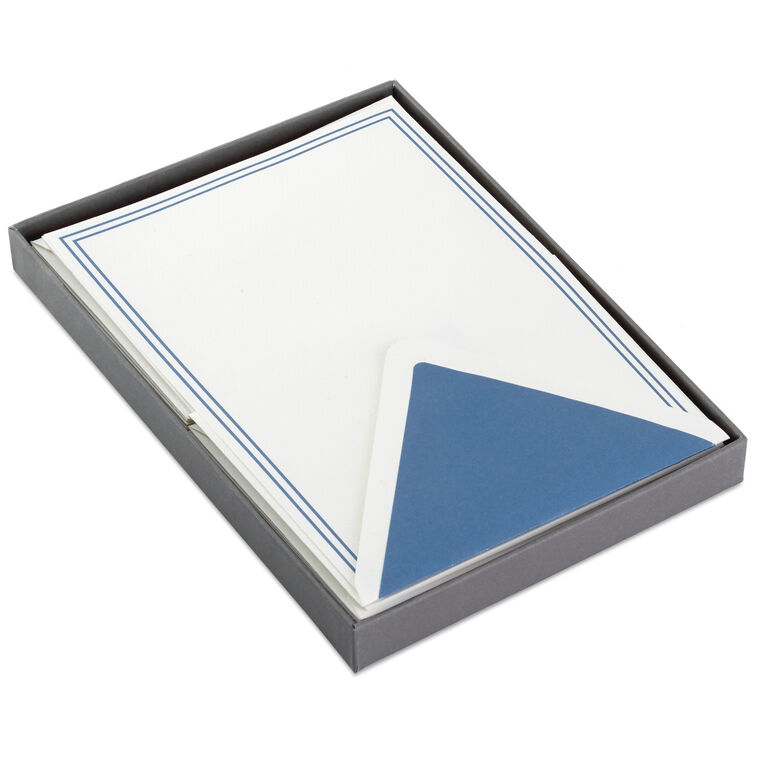 hallmark Double Blue Border Stationery Set Box of 20