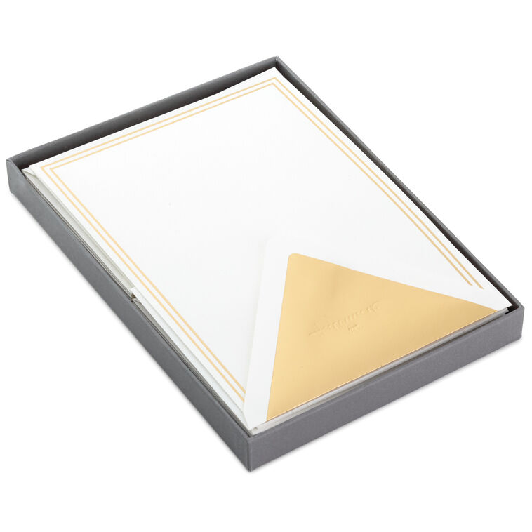 hallmark Double Gold Border Stationery Set Box of 20